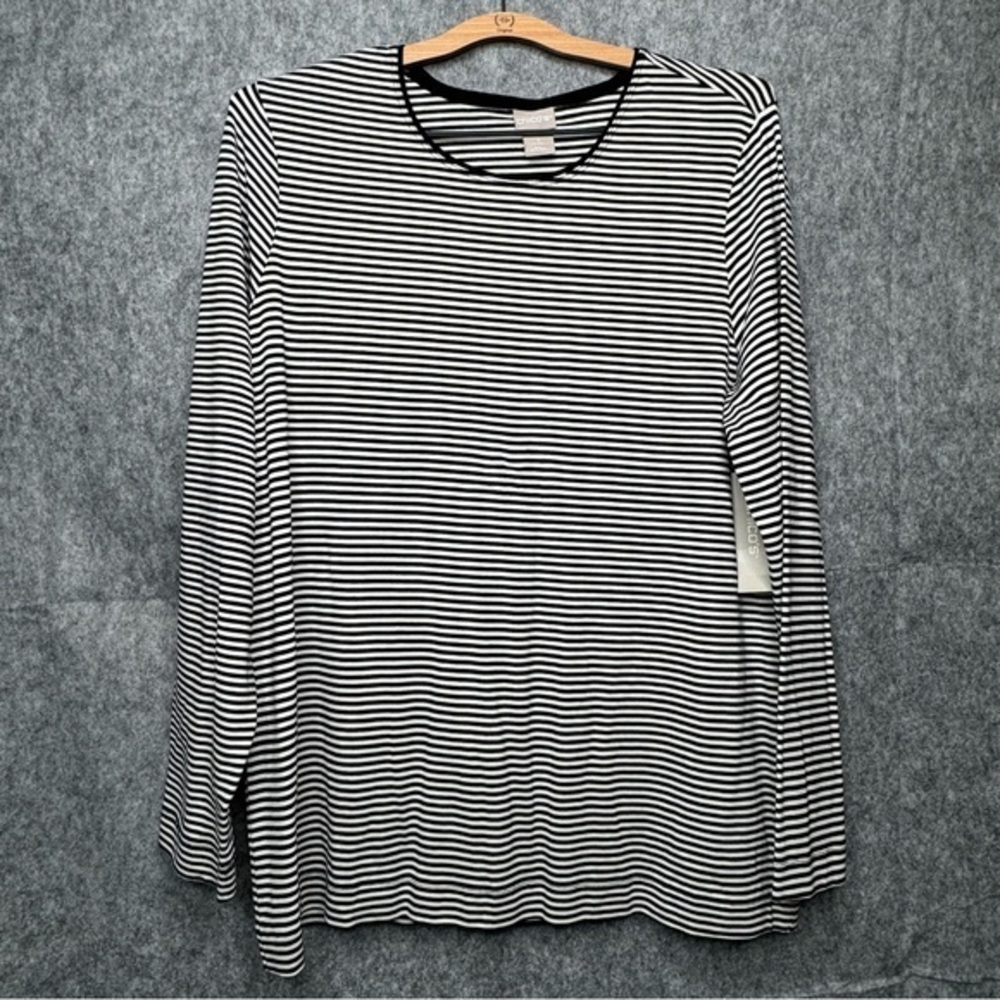 NWT Chico's Women's Striped Essential‎ Layer Top- Sz 2 (L)